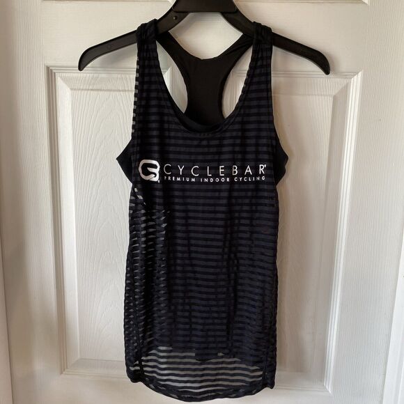 Cyclebar Black Striped Tank Top - Picture 1 of 9